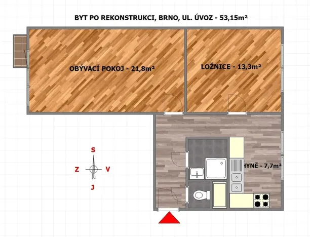 Prodej bytu 2+1, Brno, Úvoz, 53 m2