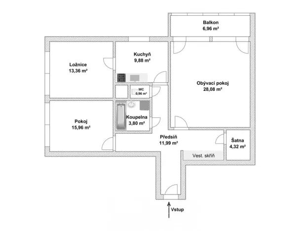 Prodej bytu 3+1, Praha - Michle, V dolině, 92 m2
