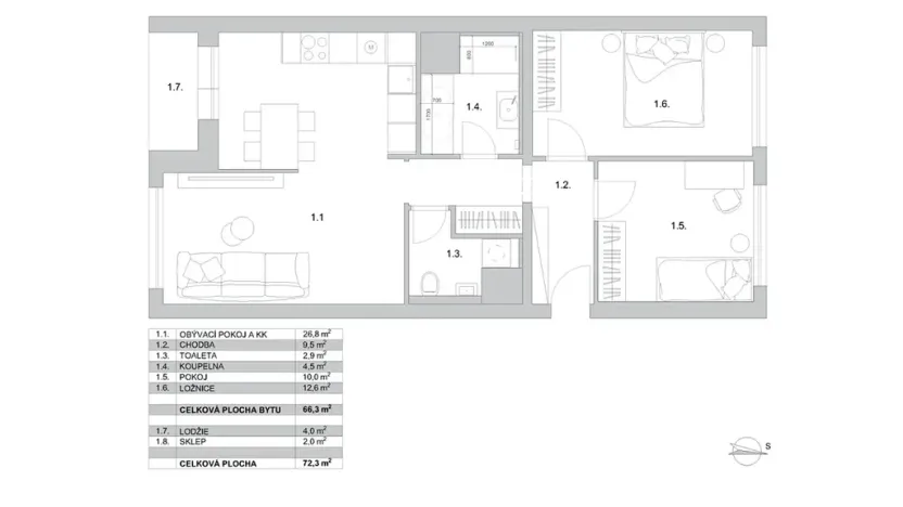 Prodej bytu 3+kk, Praha - Chodov, Podjavorinské, 73 m2