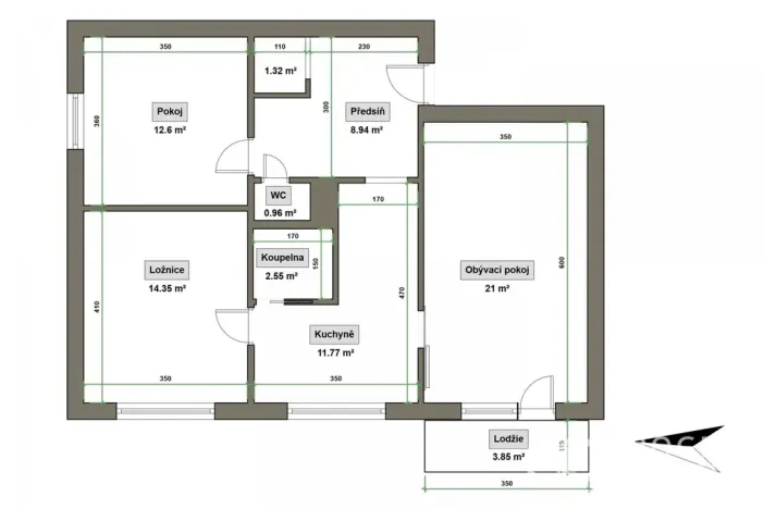 Prodej bytu 3+1, Vsetín, Dolní Jasenka, 72 m2