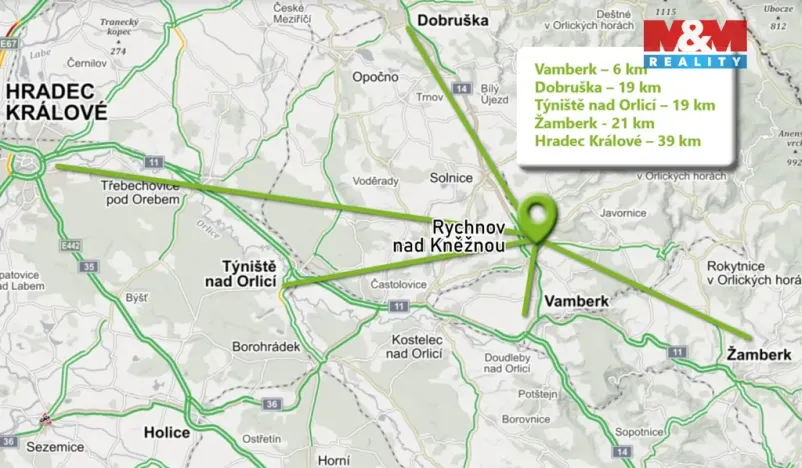 Pronájem bytu 2+1, Rychnov nad Kněžnou, Palackého, 51 m2