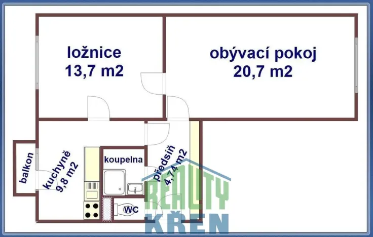 Pronájem bytu 2+1, Praha - Záběhlice, Na Chodovci, 54 m2