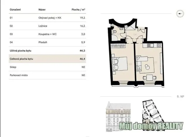 Pronájem bytu 2+kk, Praha - Nové Město, Na Zderaze, 46 m2