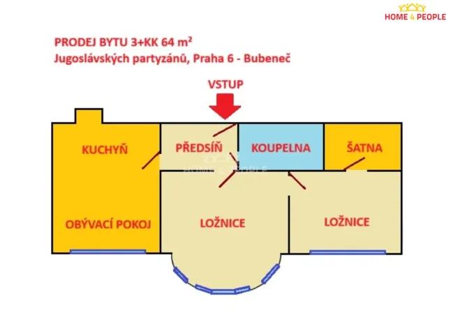 Prodej bytu 3+kk, Praha - Bubeneč, Jugoslávských partyzánů, 64 m2