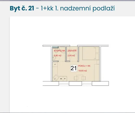 Pronájem bytu 1+kk, Staré Hradiště, U Pošty, 24 m2
