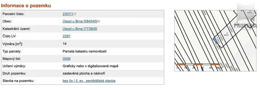 Prodej komerčního pozemku, Újezd u Brna, 14 m2
