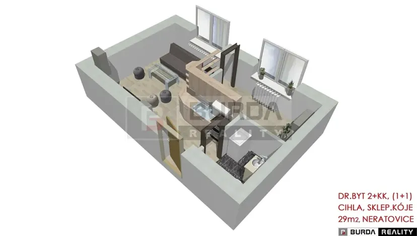 Pronájem bytu 2+kk, Neratovice, 30 m2