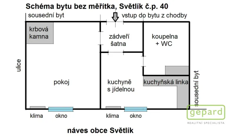 Prodej bytu 1+1, Světlík, 38 m2