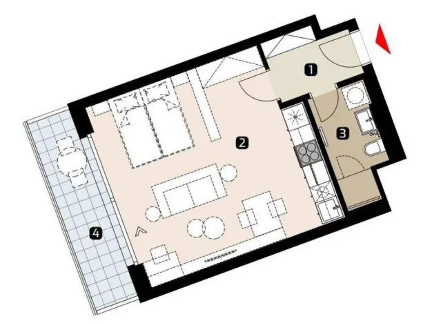 Prodej bytu 2+kk, Praha - Žižkov, Krásova, 41 m2