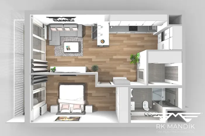 Pronájem bytu 2+kk, Praha - Vysočany, Gerstelova, 52 m2