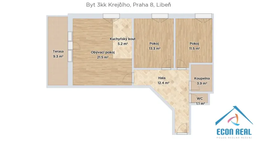 Pronájem bytu 3+kk, Praha - Libeň, Krejčího, 78 m2