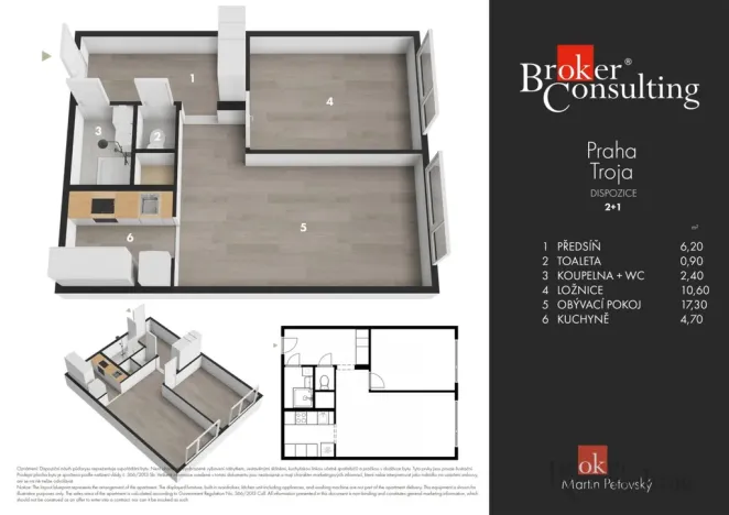 Prodej bytu 2+kk, Praha - Bohnice, Poznaňská, 43 m2