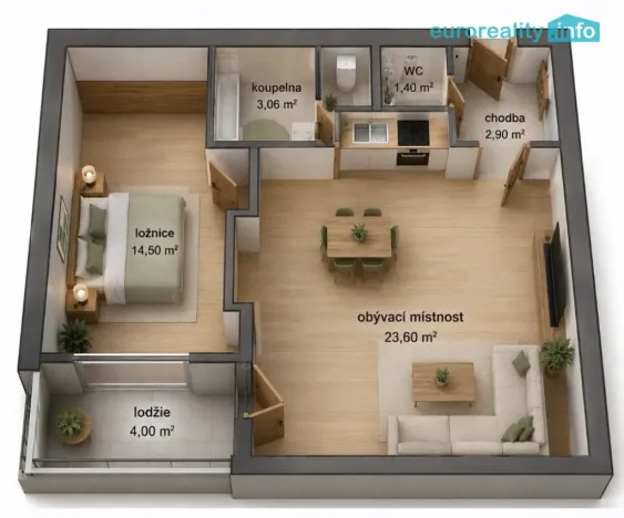 Pronájem bytu 2+kk, Králův Dvůr, Na Horizontu, 49 m2