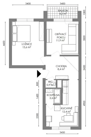 Pronájem bytu 2+1, Třebíč, Fr. Hrubína, 54 m2
