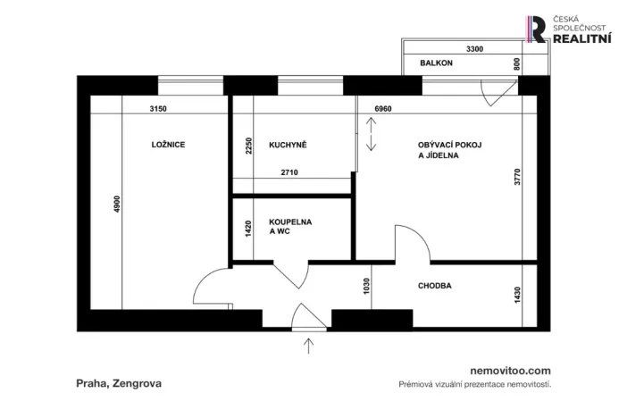 Pronájem bytu 2+1, Praha - Dejvice, Zengrova, 52 m2
