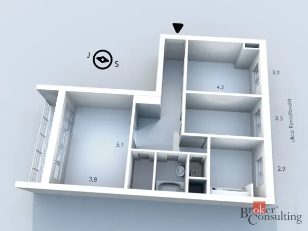 Prodej bytu 3+1, Bruntál, Rýmařovská, 71 m2
