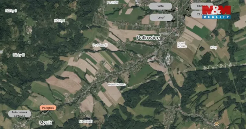 Prodej pozemku pro bydlení, Palkovice - Myslík, 1181 m2
