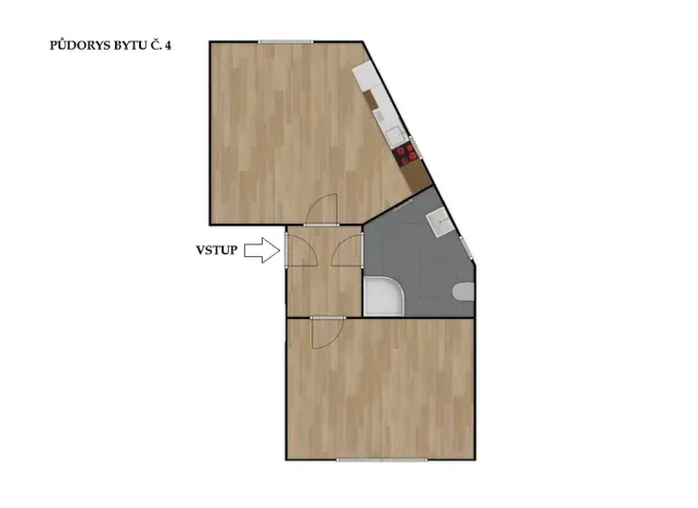 Pronájem bytu 2+kk, Brno, Černohorská, 48 m2