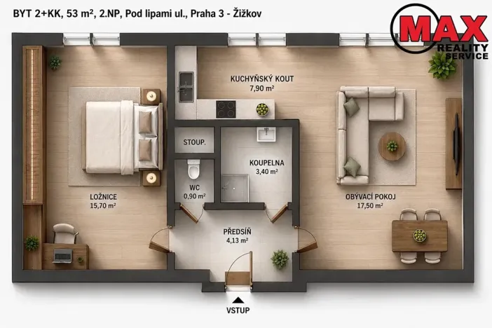 Prodej bytu 2+kk, Praha - Žižkov, Pod lipami, 53 m2
