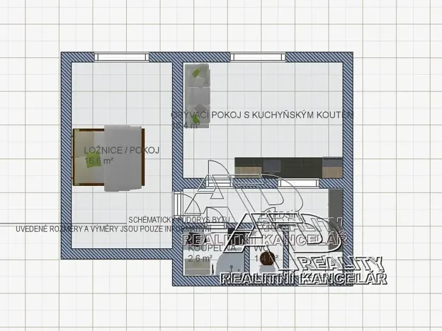 Pronájem bytu 1+1, České Budějovice, 44 m2