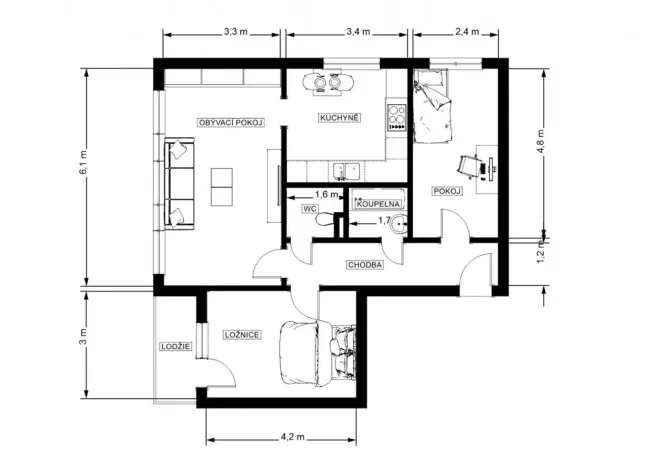 Prodej bytu 3+1, Hradec Králové - Nový Hradec Králové, Vachkova, 72 m2