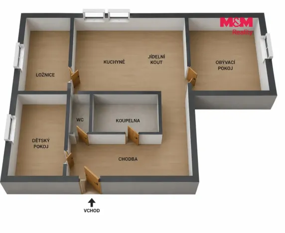 Prodej bytu 3+1, Mělník, Kosmonautů, 62 m2