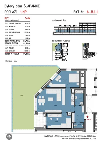 Prodej bytu 3+kk, Šlapanice, Brněnská, 92 m2