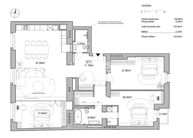 Prodej bytu 3+kk, Praha - Vinohrady, Mánesova, 153 m2