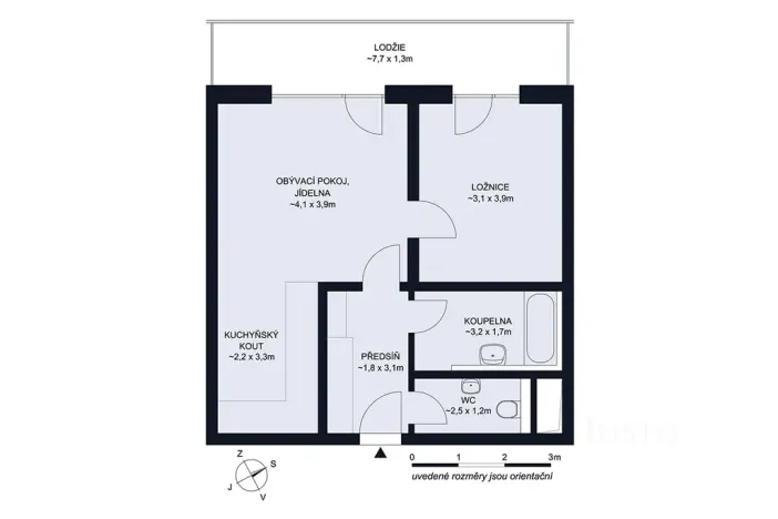 Pronájem bytu 2+kk, České Budějovice, Vrbenská, 50 m2