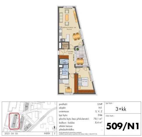 Prodej bytu 3+kk, Praha - Hlubočepy, Voskovcova, 78 m2