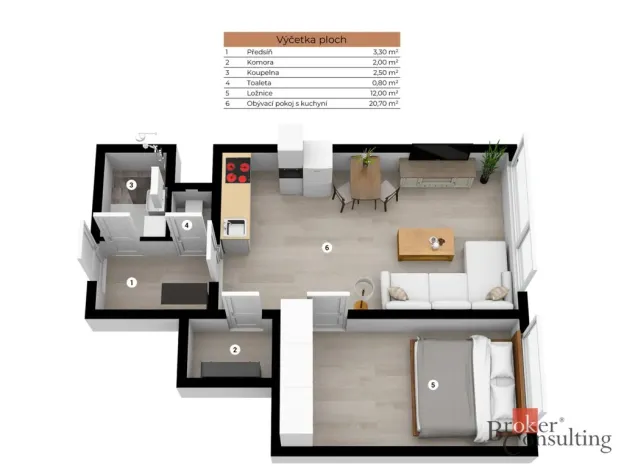 Pronájem bytu 2+kk, Praha - Hodkovičky, Pod lysinami, 41 m2