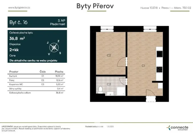 Prodej bytu 2+kk, Přerov - Přerov I-Město, Husova, 37 m2