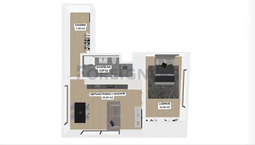 Pronájem bytu 2+kk, Pardubice, Východní, 52 m2