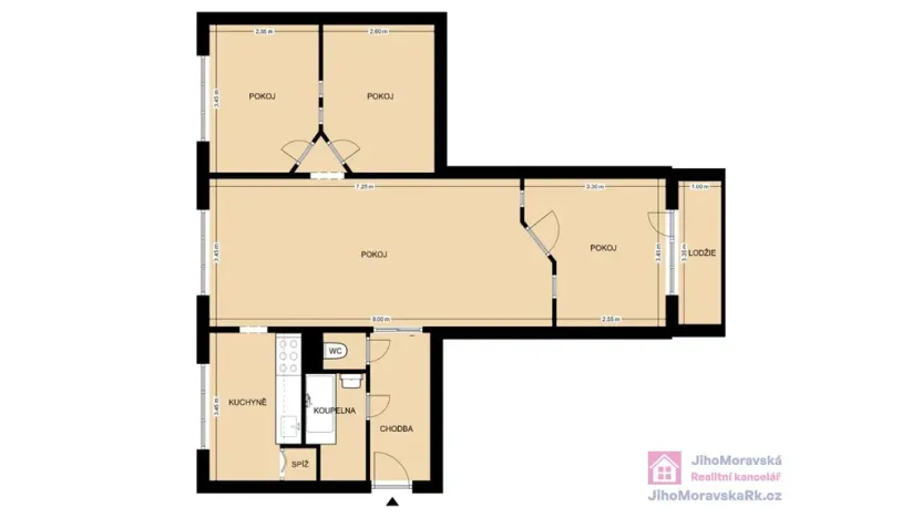 Pronájem bytu 4+1, Hodonín, Cihlářská čtvrť, 77 m2