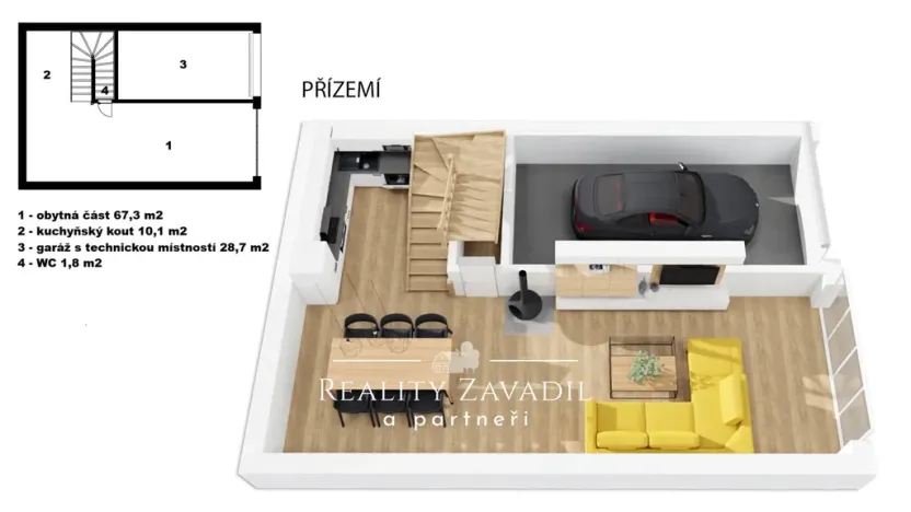 Prodej bytu 4+kk, Praha - Pitkovice, Žampiónová, 190 m2