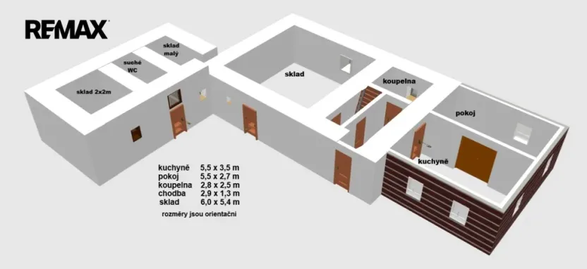 Prodej podílu 1/2 chalupy, Bílý Újezd - Roudné, 90 m2