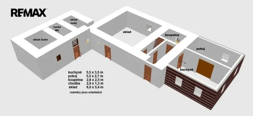 Prodej podílu 1/2 chalupy, Bílý Újezd - Roudné, 90 m2