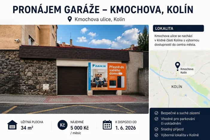 Pronájem garáže, Kolín, Kmochova, 34 m2