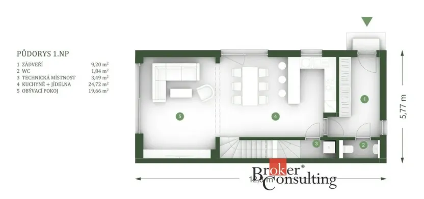 Pronájem rodinného domu, Dubí, Zahradní, 119 m2