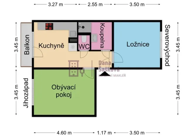 Pronájem bytu 2+1, Jindřichův Hradec - Jindřichův Hradec II, sídliště U Nádraží, 50 m2