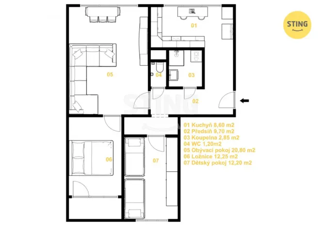 Prodej bytu 3+1, Ostrava, Markova, 70 m2