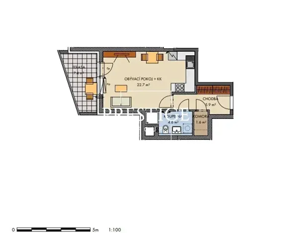 Pronájem bytu 1+kk, Praha - Stodůlky, Ferrariho, 43 m2