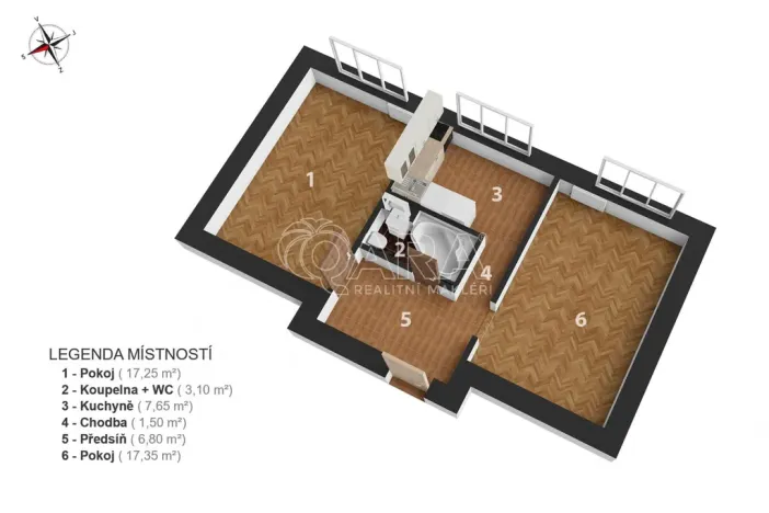 Prodej bytu 2+1, Litvínov - Horní Litvínov, Podkrušnohorská, 54 m2