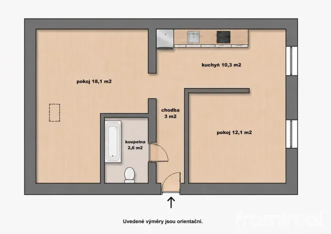 Prodej bytu 2+kk, Brno - Židenice, Otakara Ševčíka, 46 m2