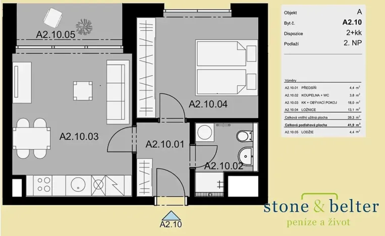 Pronájem bytu 2+kk, Hostivice, 42 m2