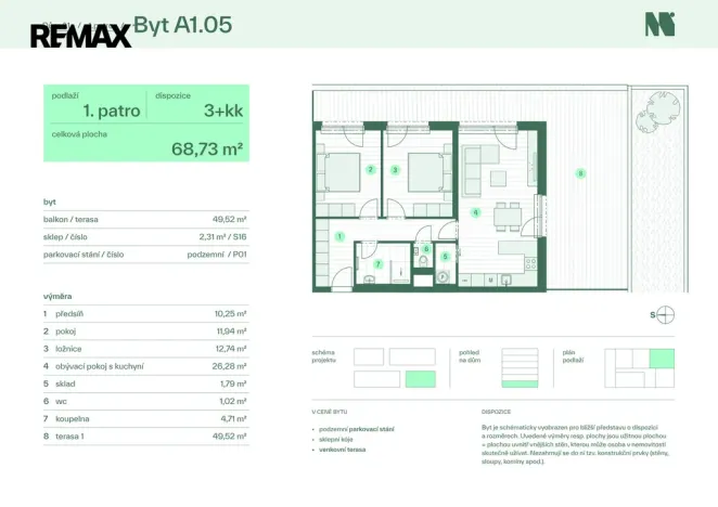 Prodej bytu 3+kk, Zlín, Tyršova, 68 m2