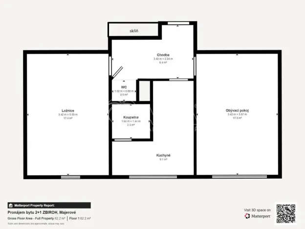 Pronájem bytu 2+1, Zbiroh, Majerové, 57 m2