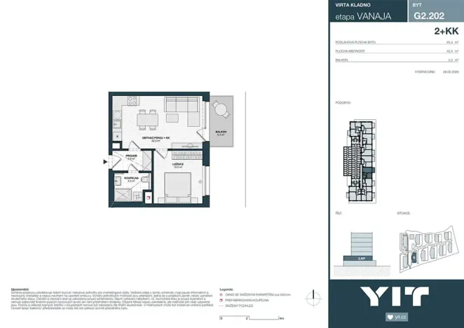 Prodej bytu 2+kk, Kladno, Unhošťská, 43 m2