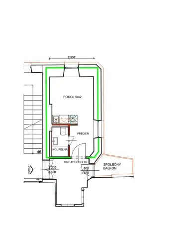 Pronájem bytu 1+kk, Brno, Körnerova, 15 m2