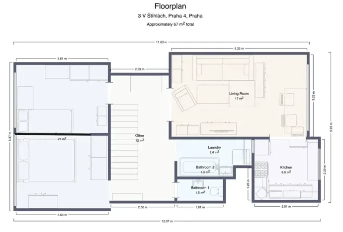 Prodej bytu 4+1, Praha - Krč, V Štíhlách, 80 m2
